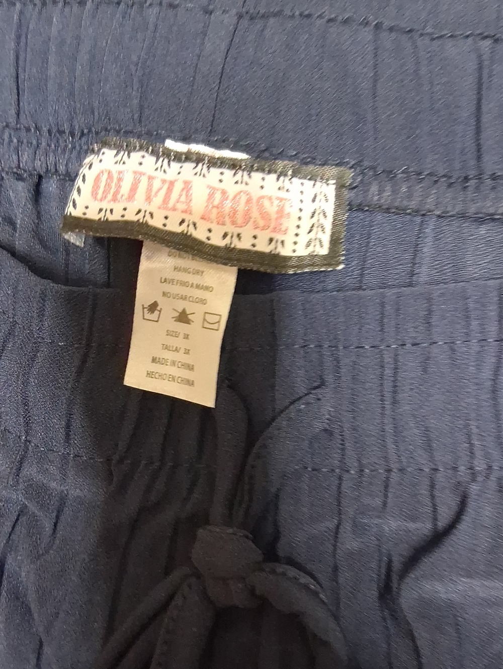 Olivia Rose Women's Navy Elastic Waist Pants